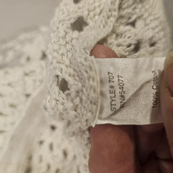 CAbi Cream Open-Knit Boho Women's Sweater Oatmeal Medium - Picture 4 of 6